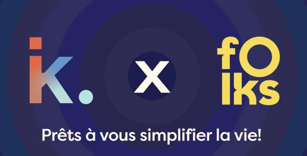 Logos de deux entreprises dans les tons bleu et jaune avec un grand