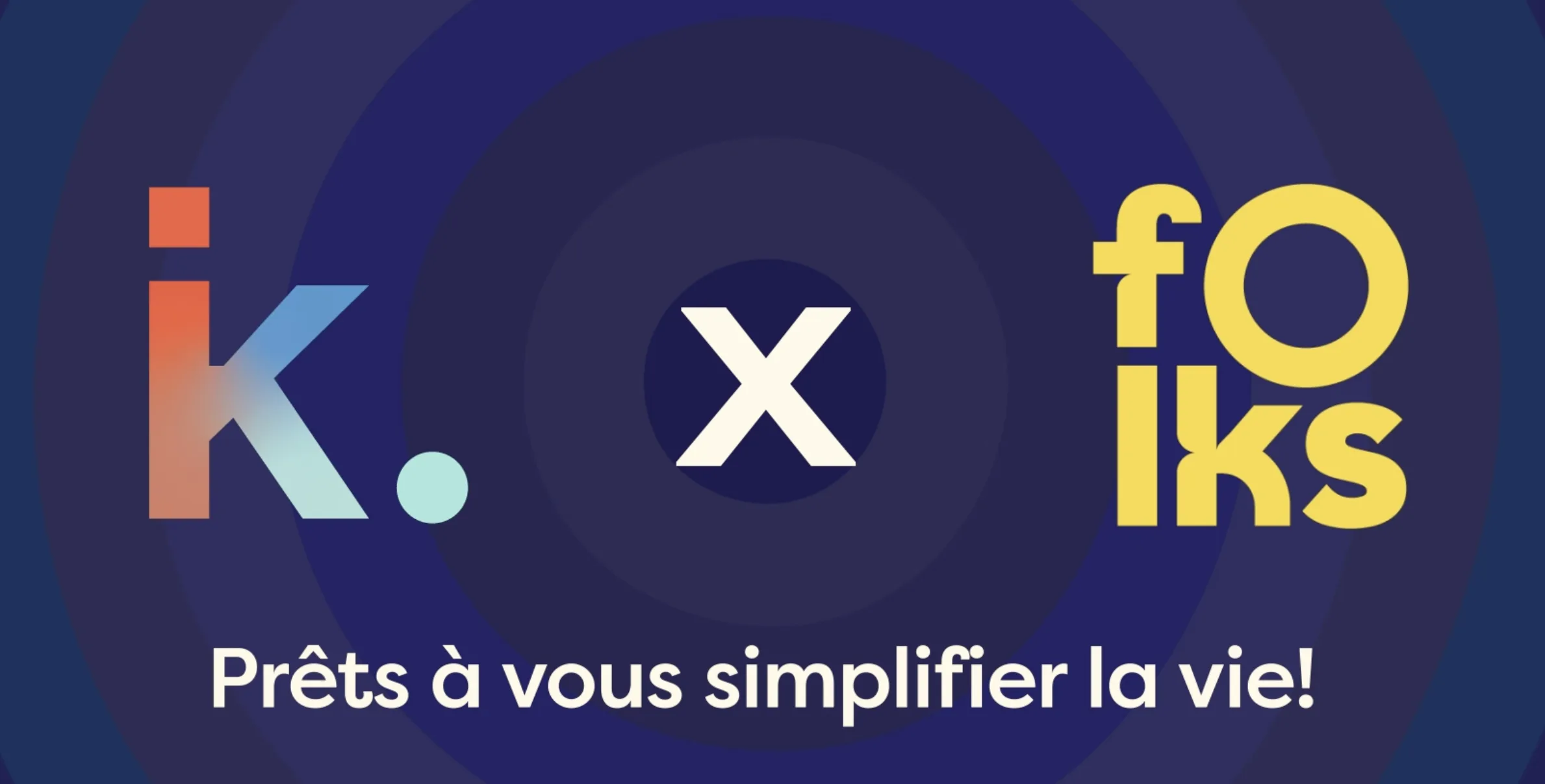 Logos de deux entreprises dans les tons bleu et jaune avec un grand