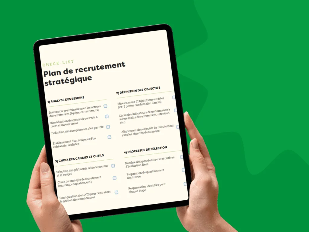Mockup avec un aperçu d'une checklist de recrutement